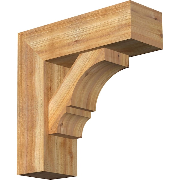 Ekena Millwork Balboa Block Rough Sawn Bracket w/ Offset Brace, Western Red Cedar, 8"W x 24"D x 24"H BKT0806X24X24BOA05RWR - main